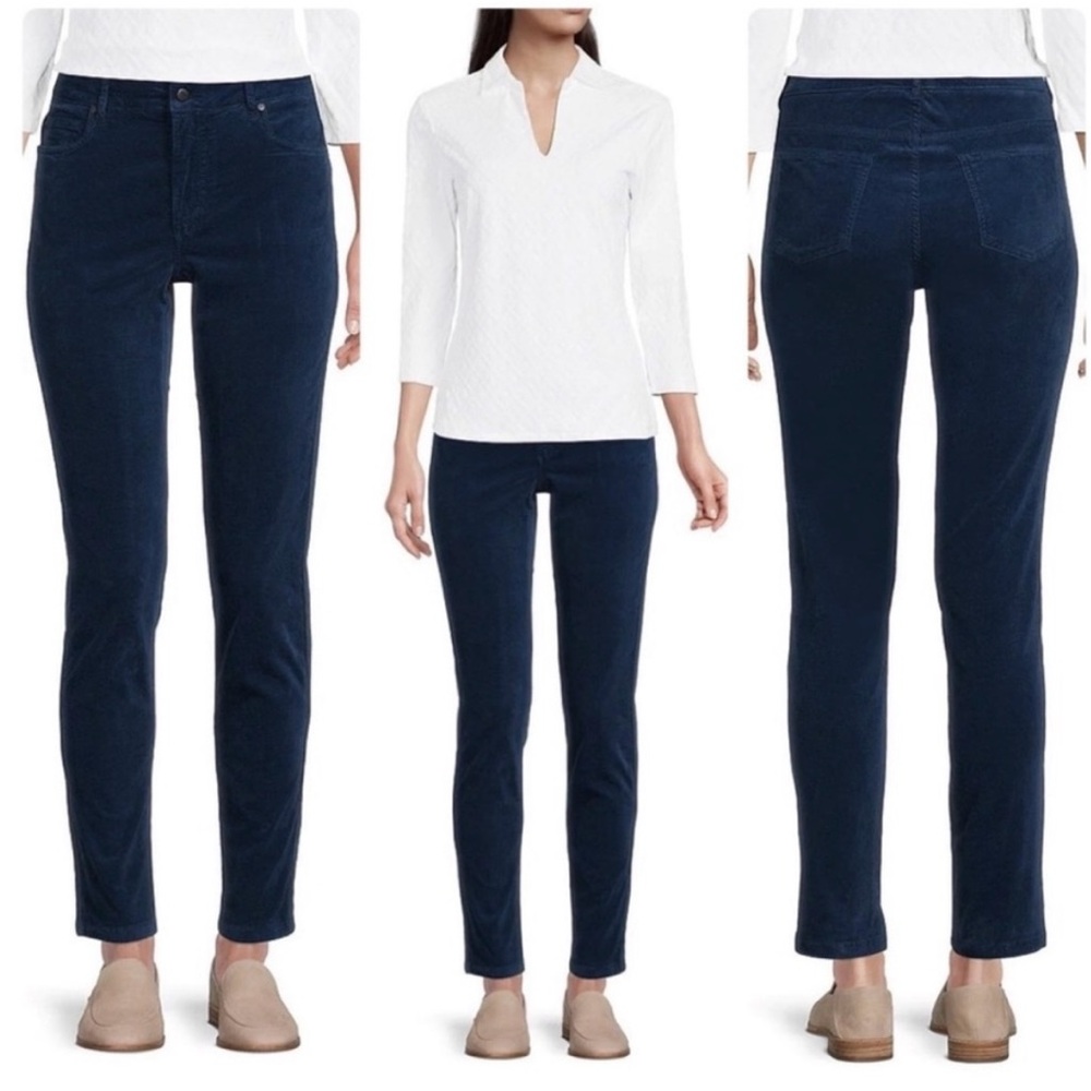 JMcLaughlin velvet pants, stretch on navy blue